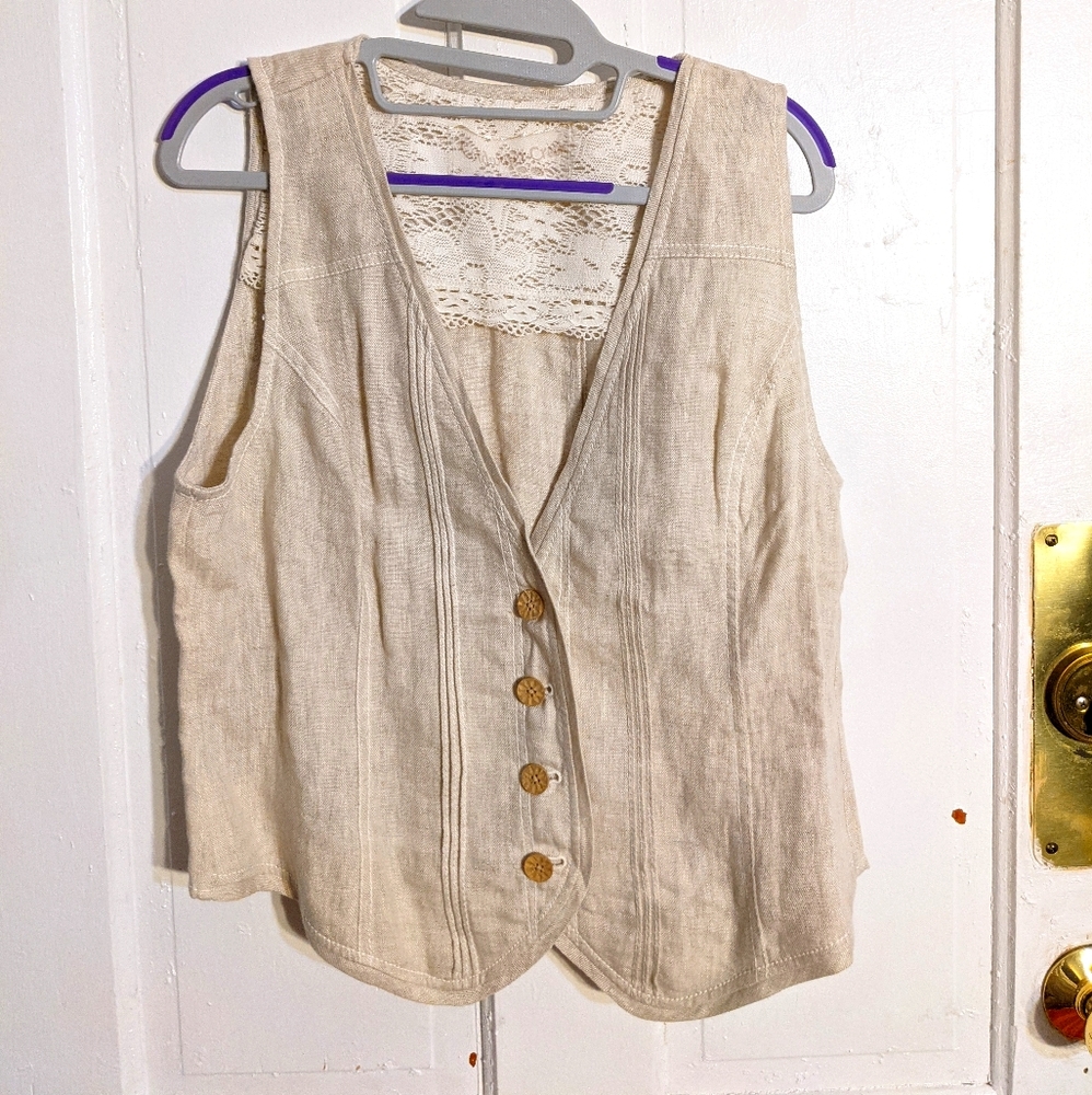 Linen & Lace Vest nwt